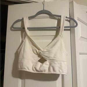 Madewell Cream Tie Front Crop Tank Top